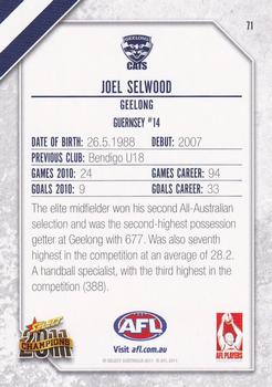 2011 Select AFL Champions #71 Joel Selwood Back